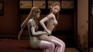 Y Chwedl O Zelda Twilight Princess - Zelda x Pyped Zelda - Rhyw gyda cumshot a creampie - Futanari Animeiddio